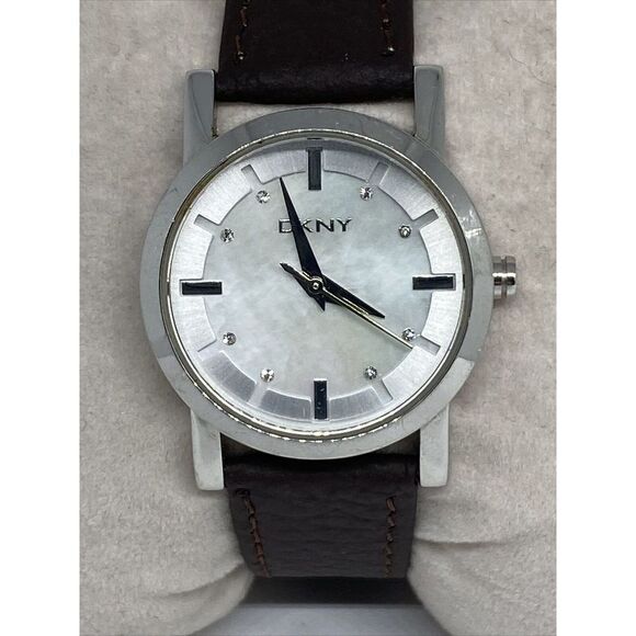 DKNY NY-4519 Womens Brown Leather Analog Mother of Pearl Dial Quartz Watch VK252 main image 10